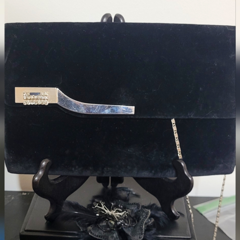 Black velvet clutch or shoulder bag